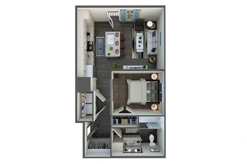 Floor plan for studio, 1 bath, 600 sqft